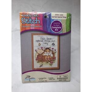 Janlynn Counted Cross Stitch Kit God Sent Special Things Kittens Basket